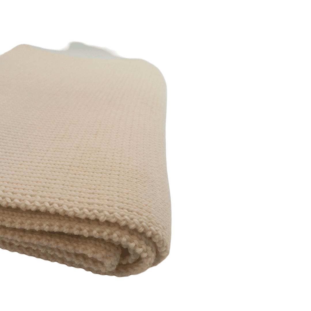 side view of a white merino scarf
