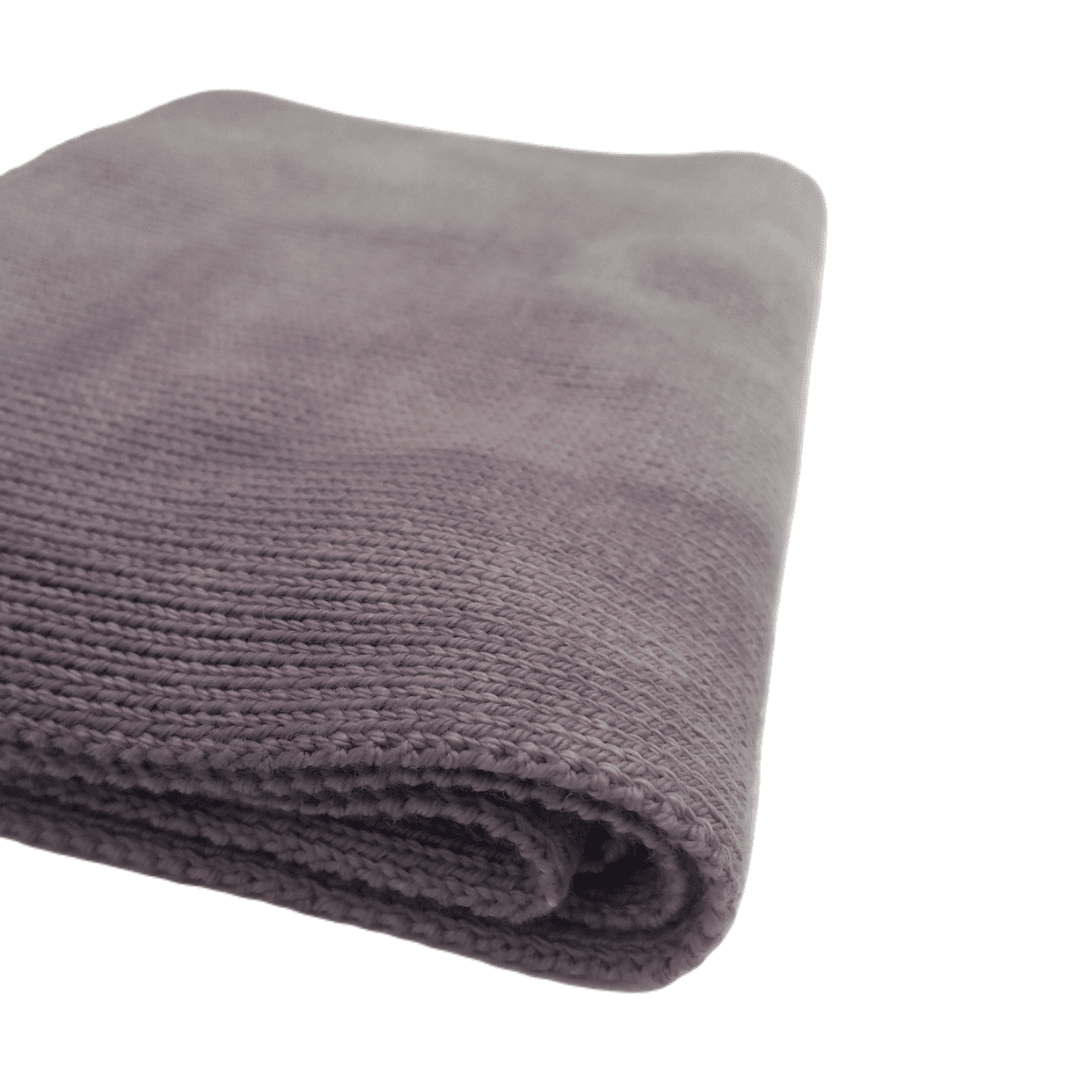 Side view of a gray merino scarf