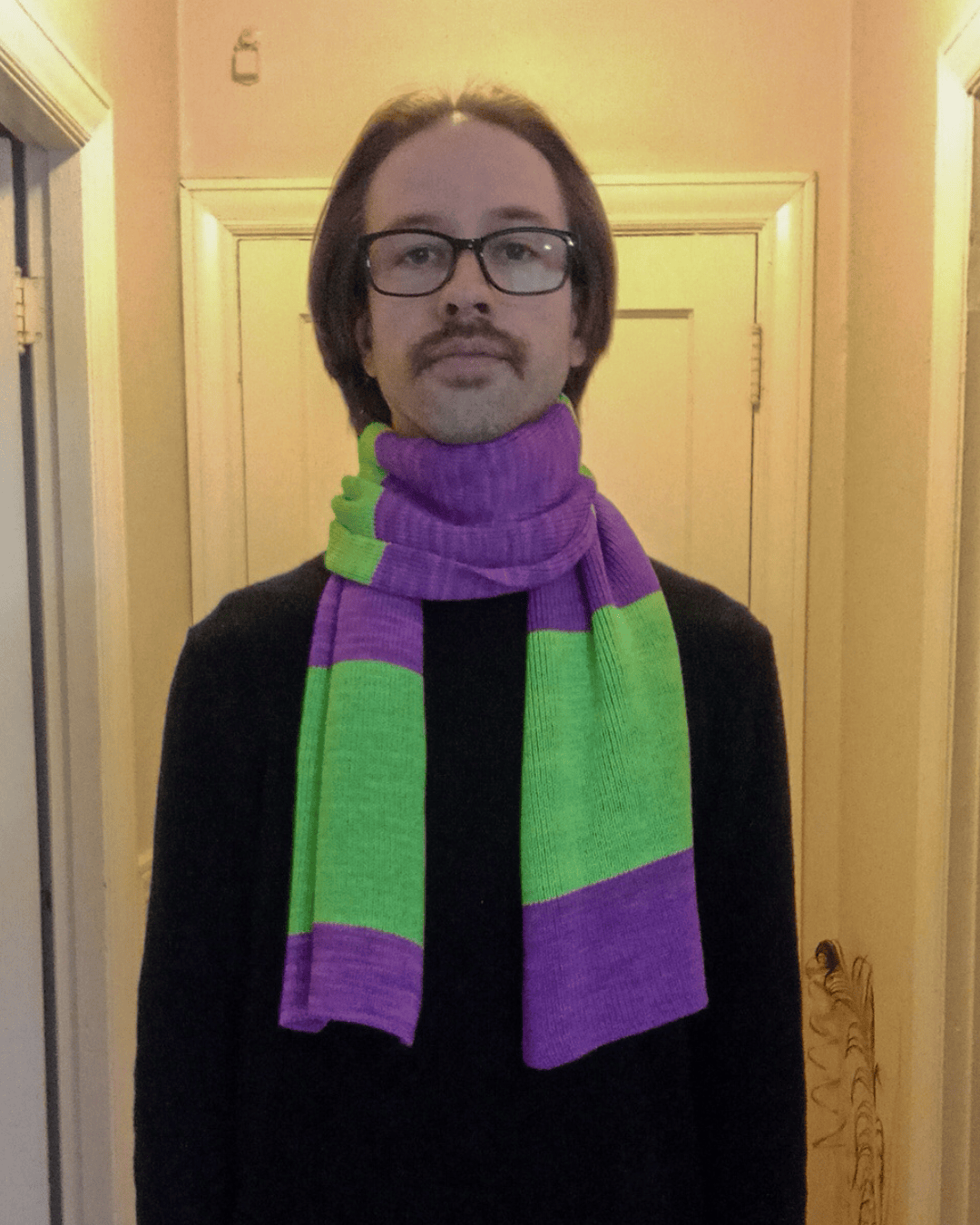 100% Merino Wool Scarf - Purple/Green