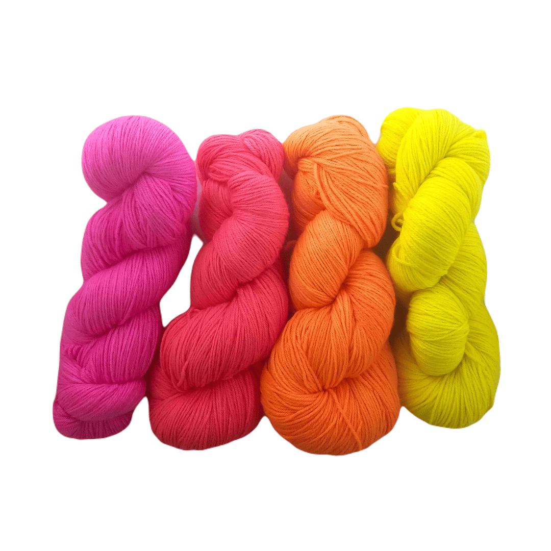 Merino Wool Yarn - Fluorescent Yellow Fingering