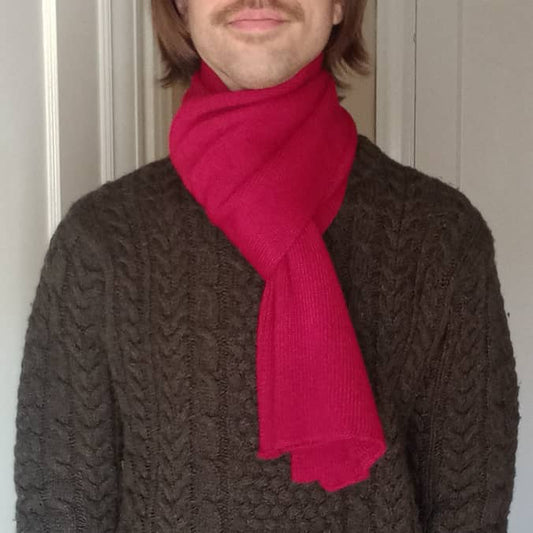100% Baby Alpaca Scarf - Red - Wide