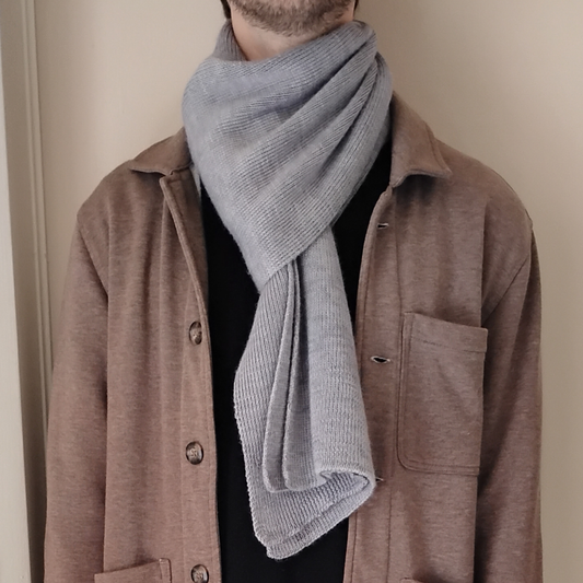 100% Baby Alpaca Scarf - Gray - Wide