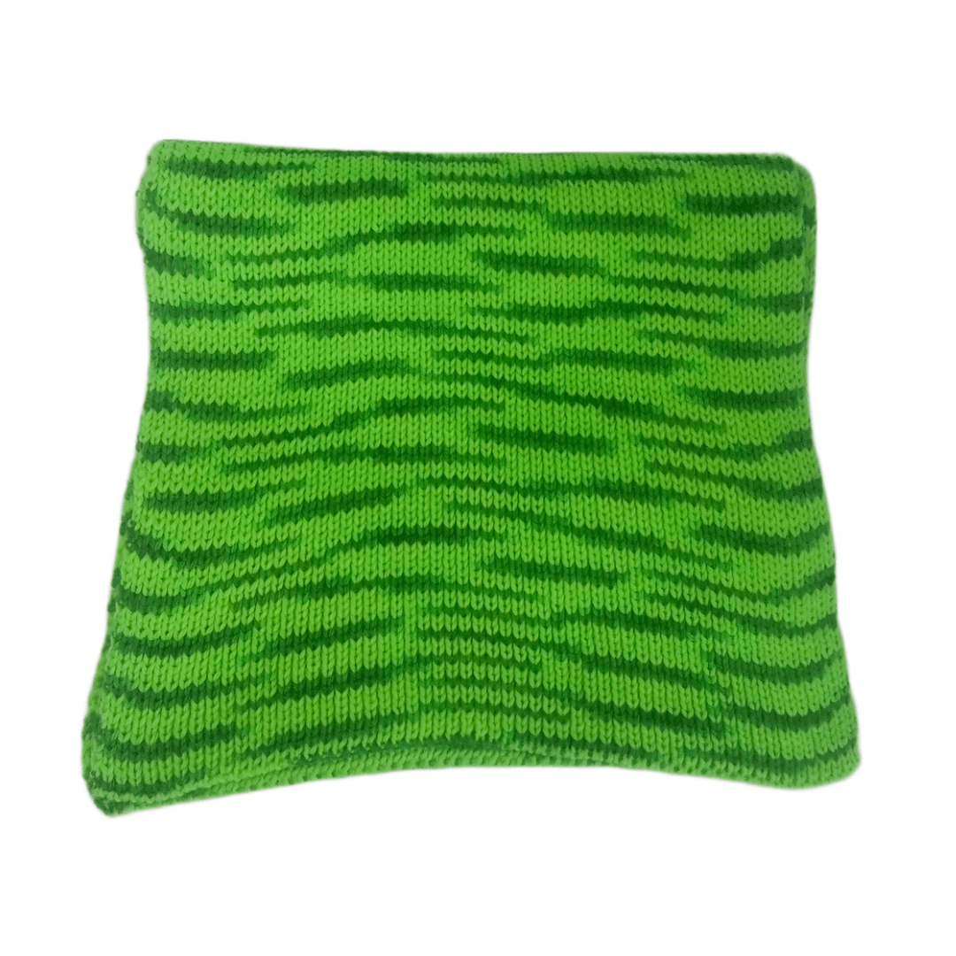 100% merino wool scarf in light green variegated with dark green