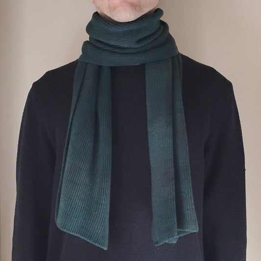 100% Merino Wool Scarf - Forest Green - Wide