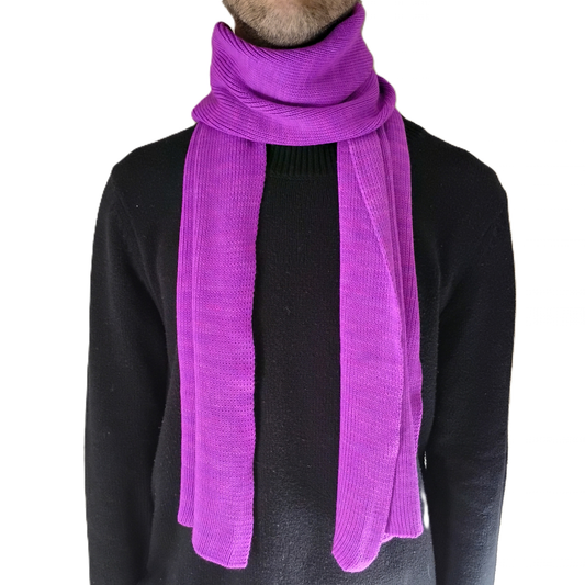 100% Merino Wool Scarf - Purple - Wide