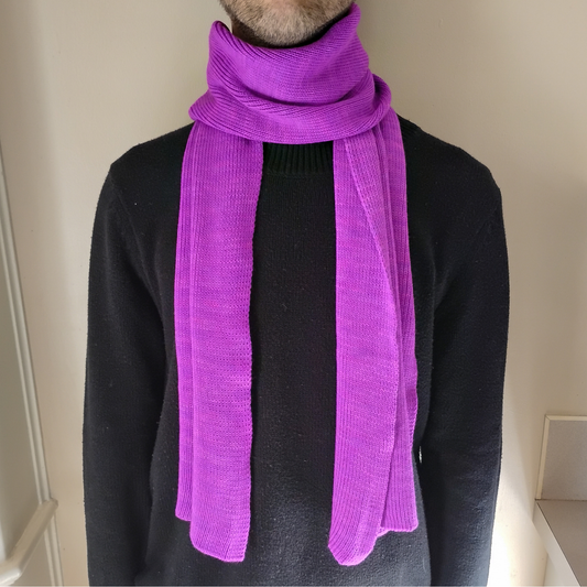 100% Merino Wool Scarf - Purple - Wide