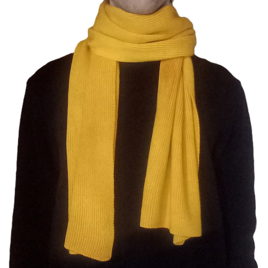 100% Merino Wool Scarf - Yellow - Wide