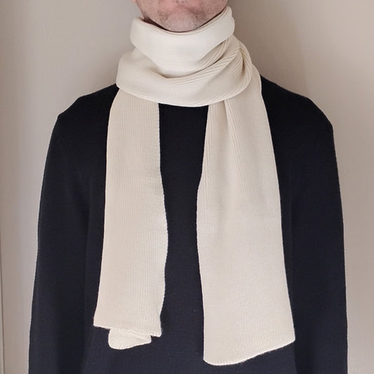 100% Merino Wool Scarf - Natural - Wide