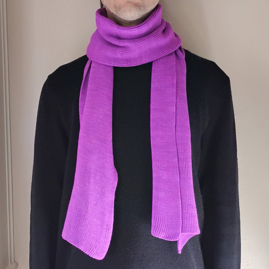 100% Merino Wool Scarf - Purple - Wide