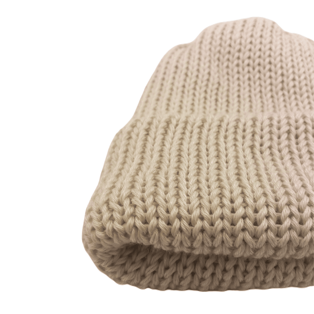 Flat view of the 50% yak / 50% silk beanie