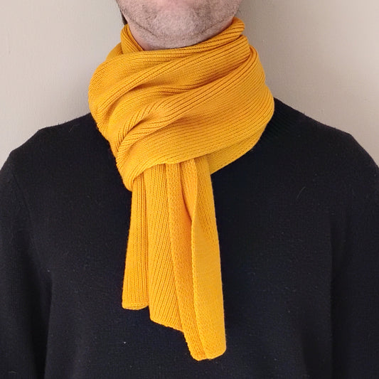 100% Merino Wool Scarf - Yellow - Wide