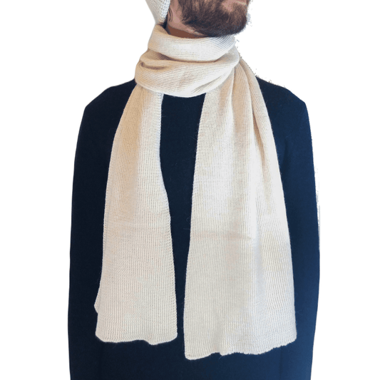 White alpaca wool scarf