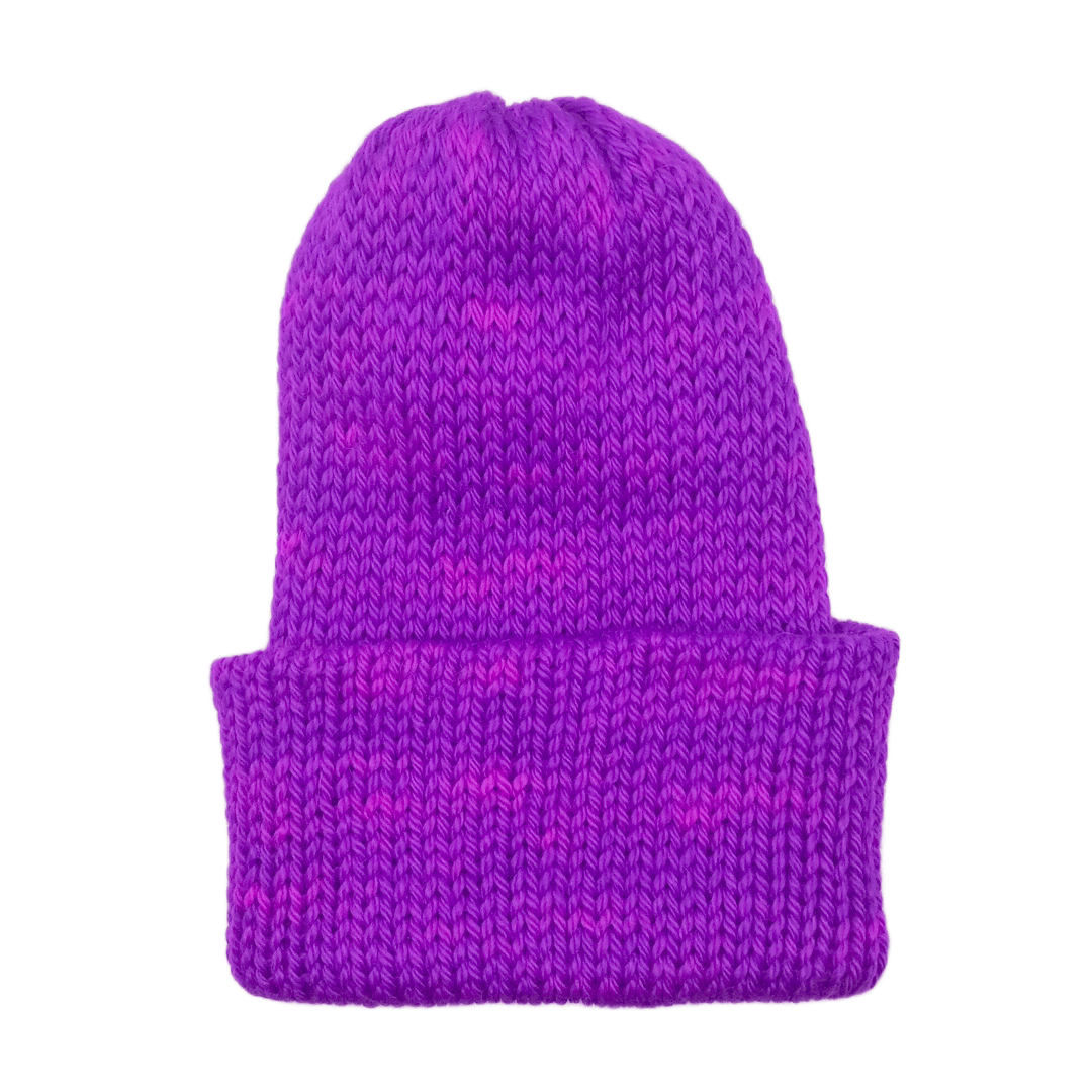 100% Peruvian baby alpaca beanie in fluorescent purple