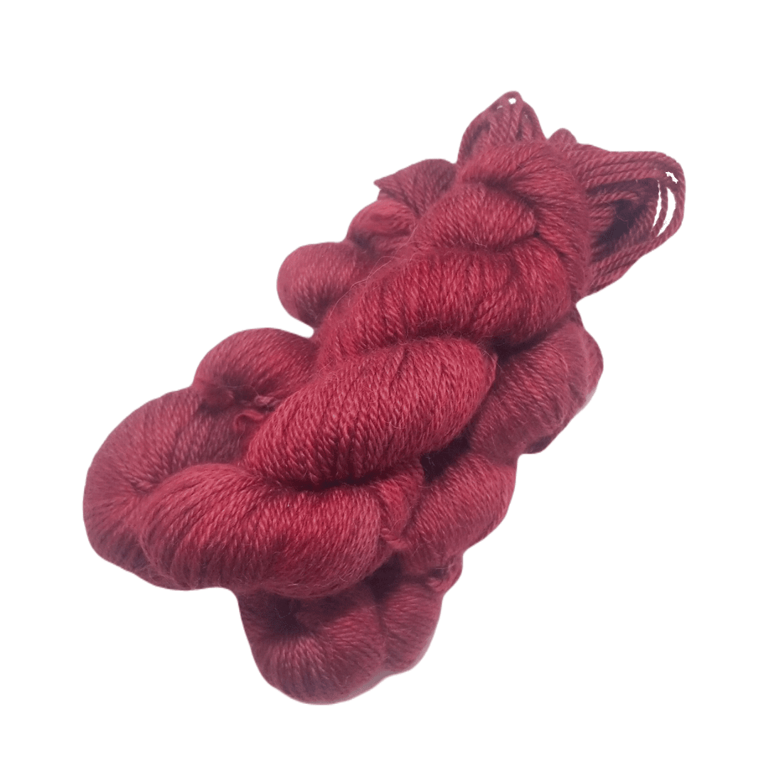 Hand-dyed red alpaca yarn