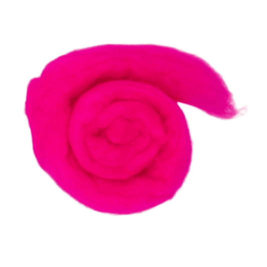 Combed Wool Top - Fluorescent Pink