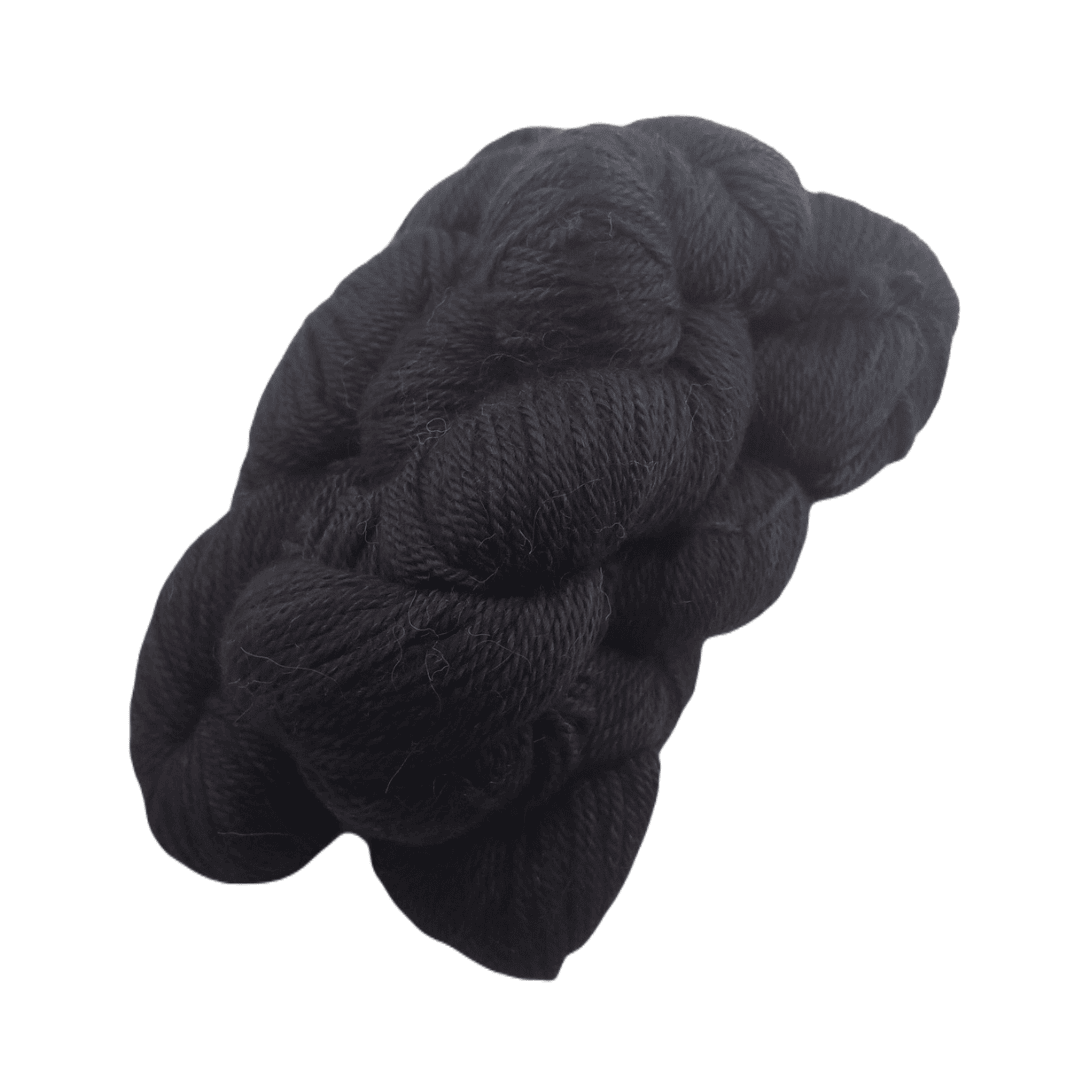 Hand-dyed black alpaca yarn