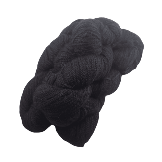Hand-dyed black alpaca yarn