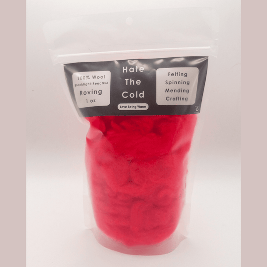 Wool Roving - Fluorescent Red
