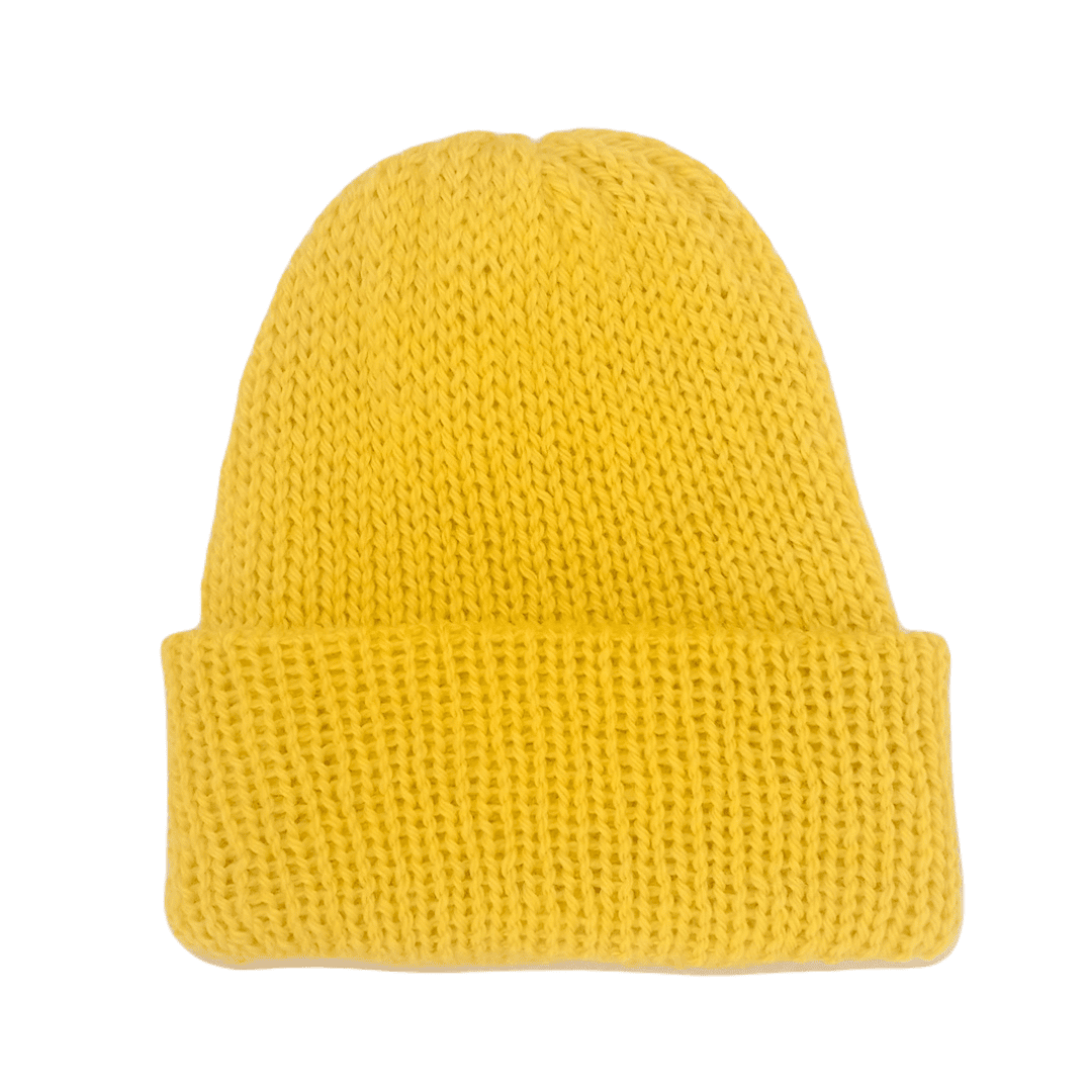 Yellow 100% alpaca beanie