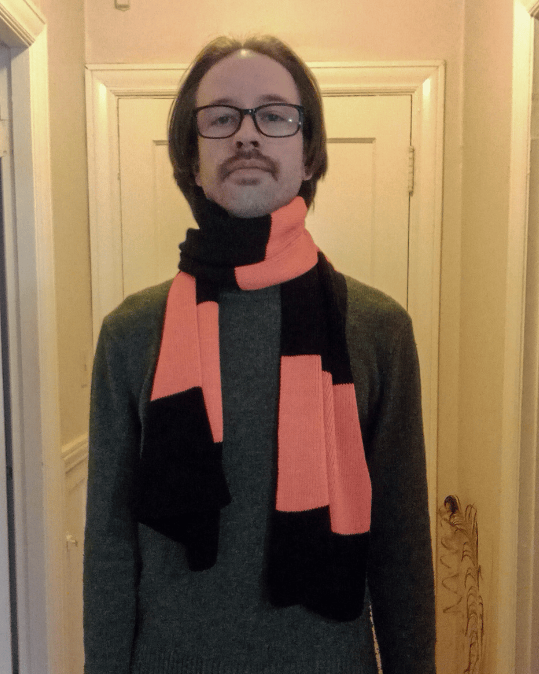 100% Merino Wool Scarf - Black/Orange