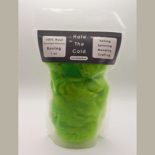 Wool Roving - Fluorescent Green