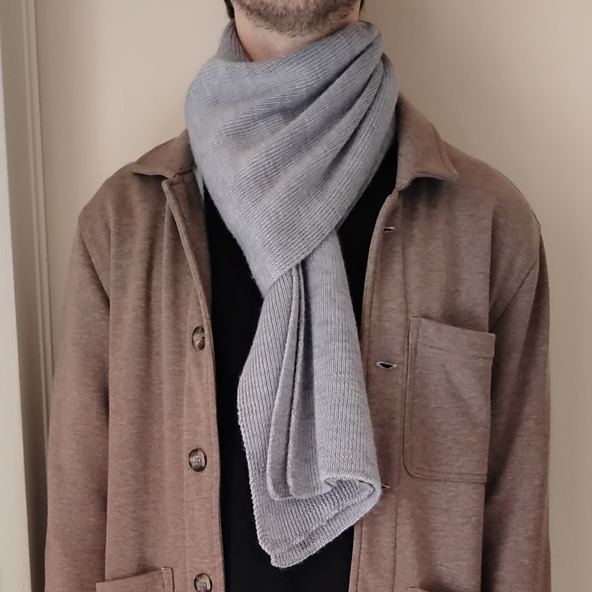 100% Baby Alpaca Scarf - Gray - Wide