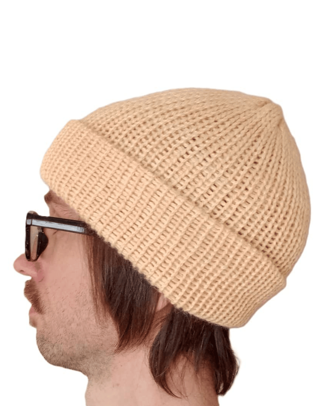 100% baby alpaca beanie in champagne