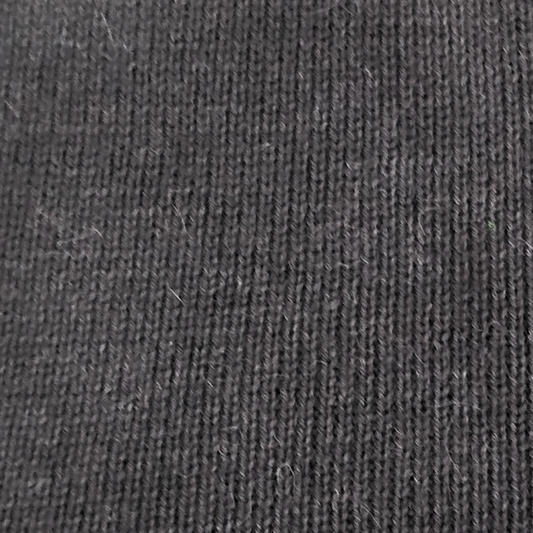 Close-up of dark charcoal knit alpaca.