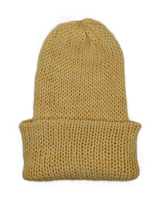 100% baby alpaca beanie in champagne