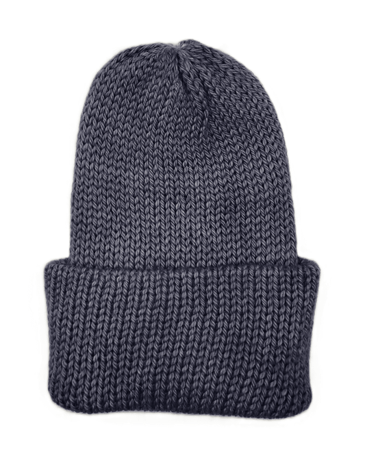 100% baby alpaca beanie in denim blue