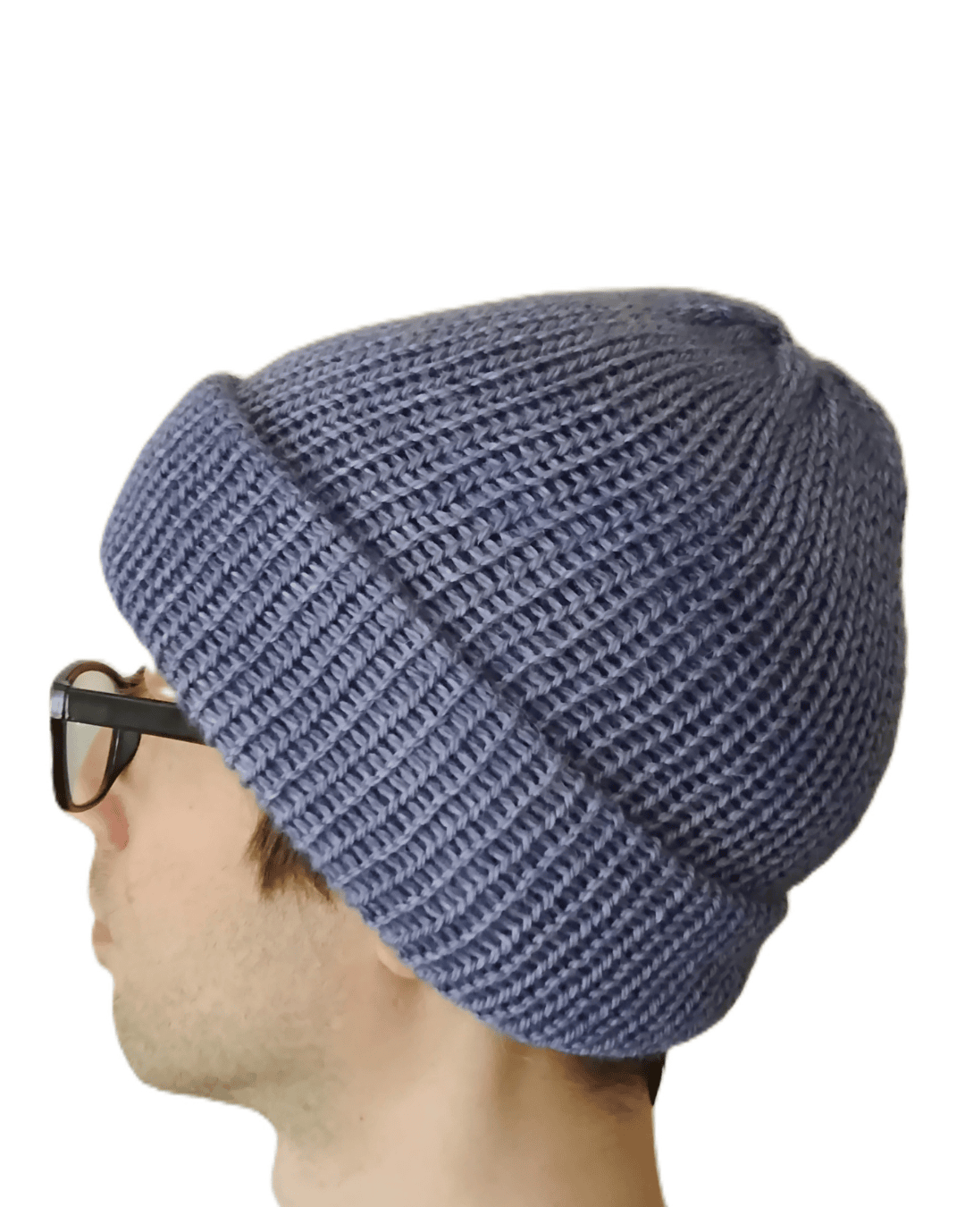 100% baby alpaca beanie in denim blue