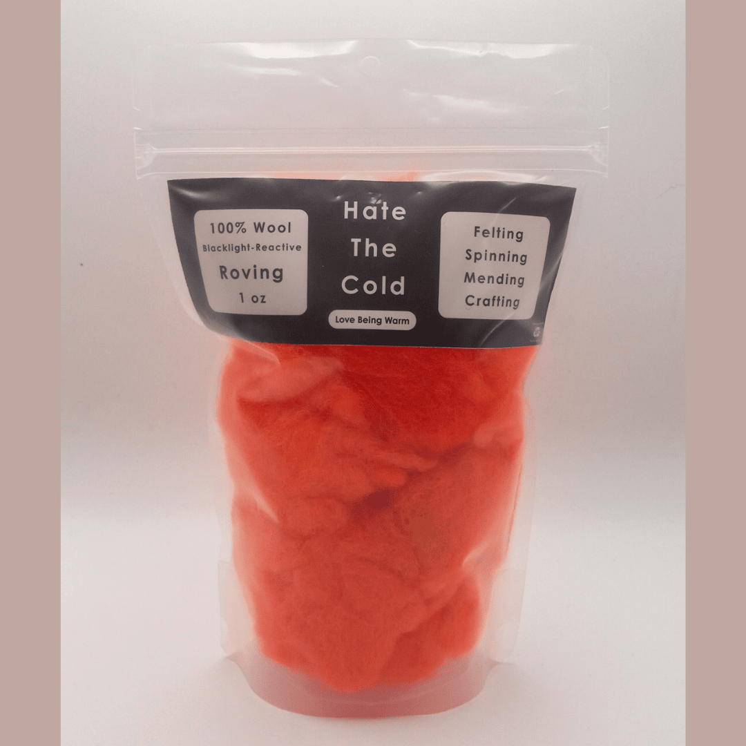 Fluorescent orange wool roving