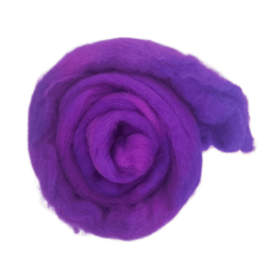 Wool top in fluorescent purple