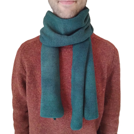 100% Merino Wool Scarf - Forest Green - Wide