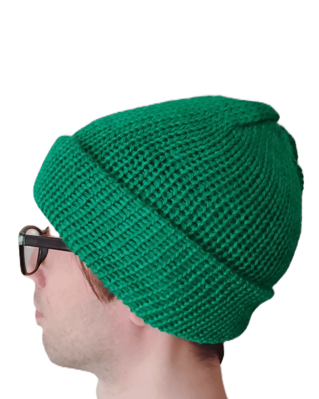 This is a green 100% baby alpaca beanie.