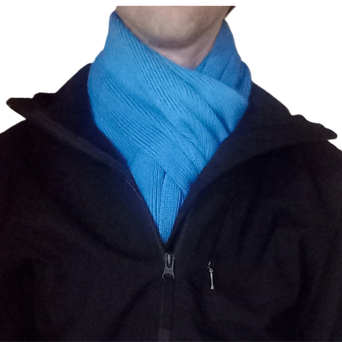 100% Merino Wool Scarf - Blue - Wide