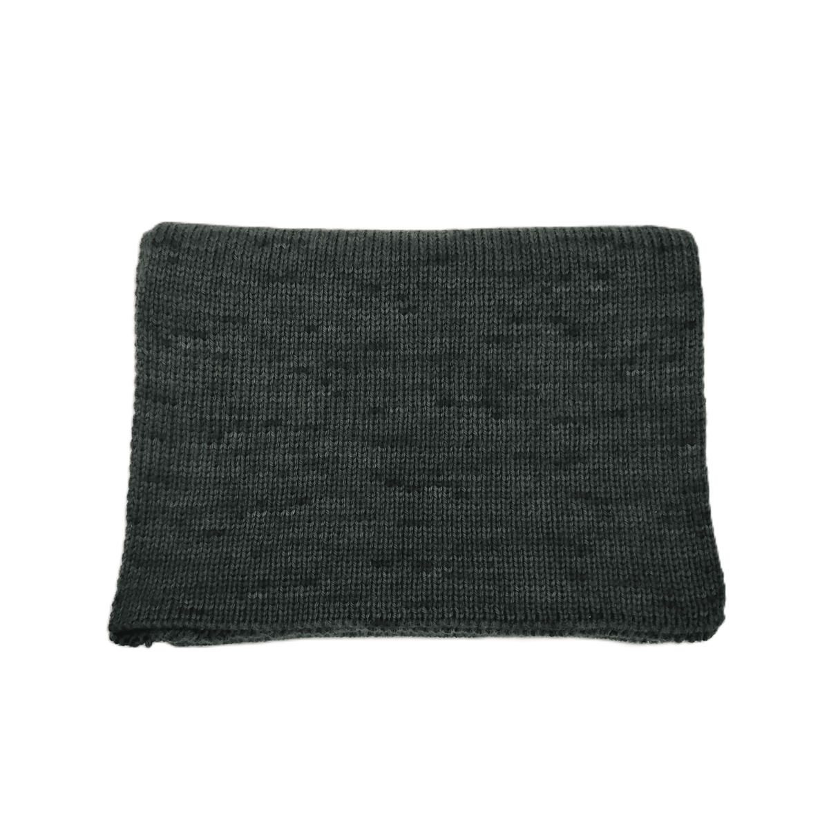 A folded forest green knit merino wool scarf against a plain white background.