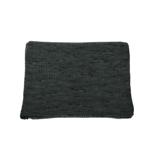A folded forest green knit merino wool scarf against a plain white background.