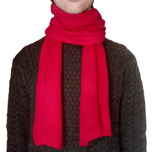 100% Merino Wool Scarf - Red - Wide
