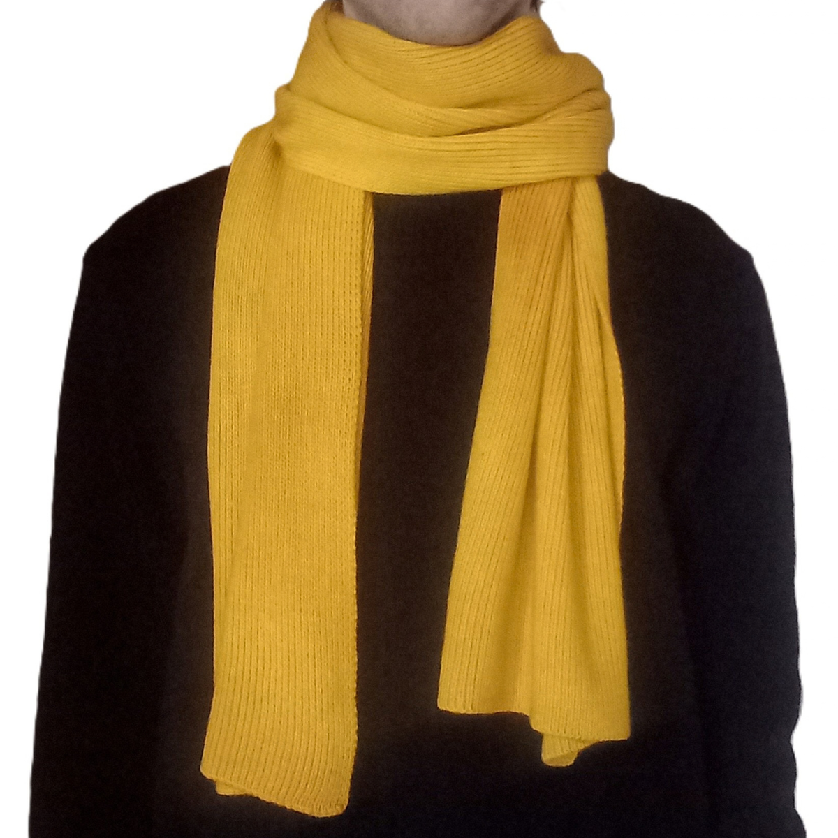 100% Merino Wool Scarf - Yellow - Wide