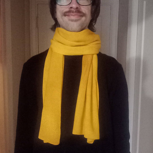 Hand-dyed 100% merino wool scarf in yellow