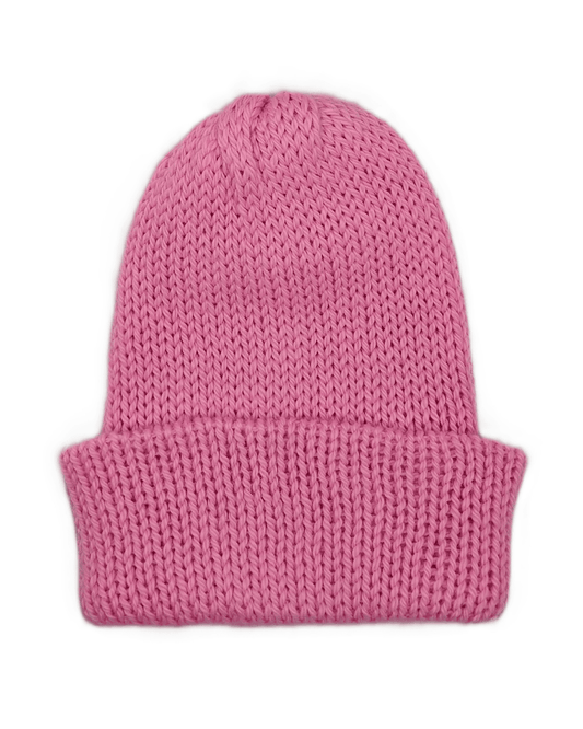 100% baby alpaca beanie in pink