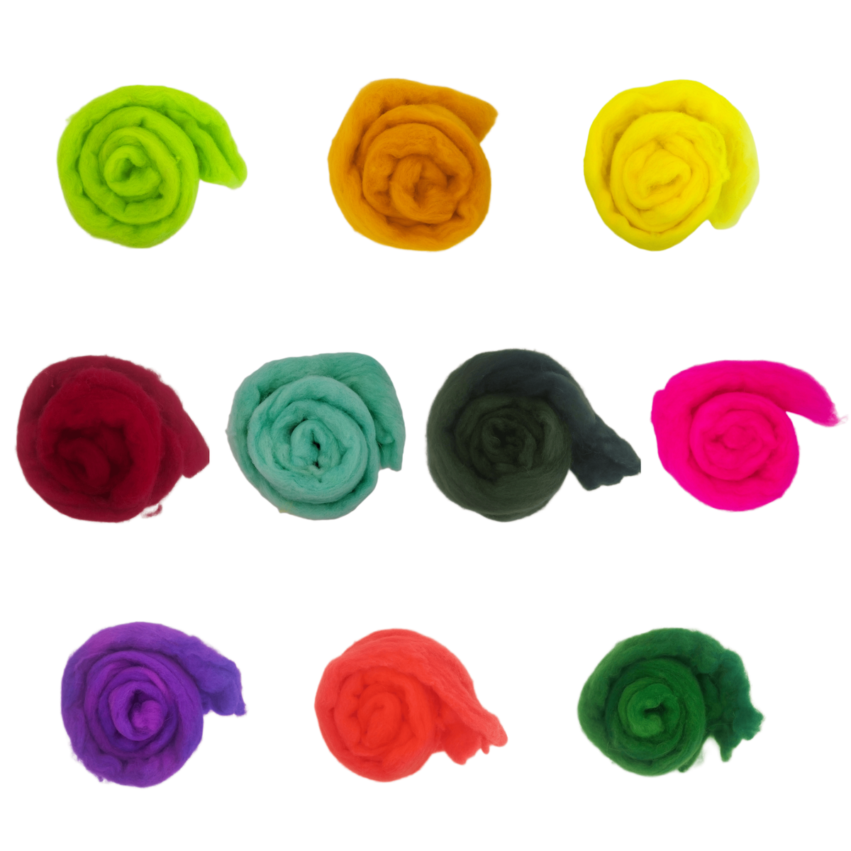Combed Wool Top - Fluorescent Green