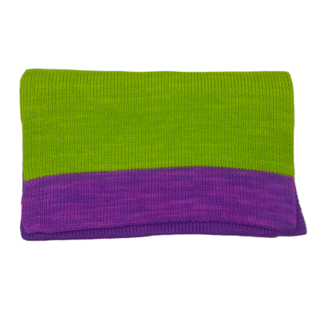 100% Merino Wool Scarf - Purple/Green