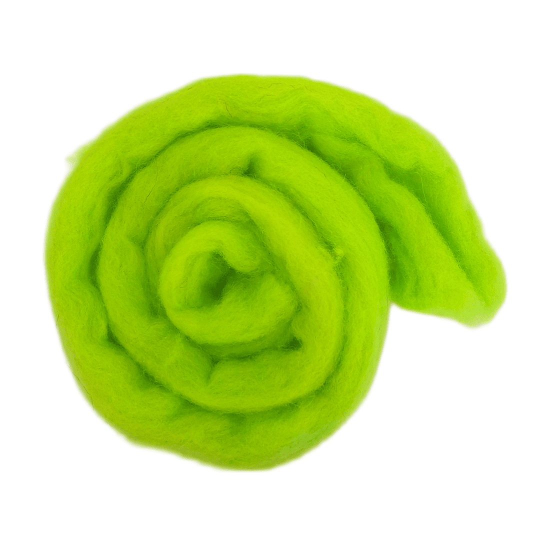 Wool top in fluorescent green