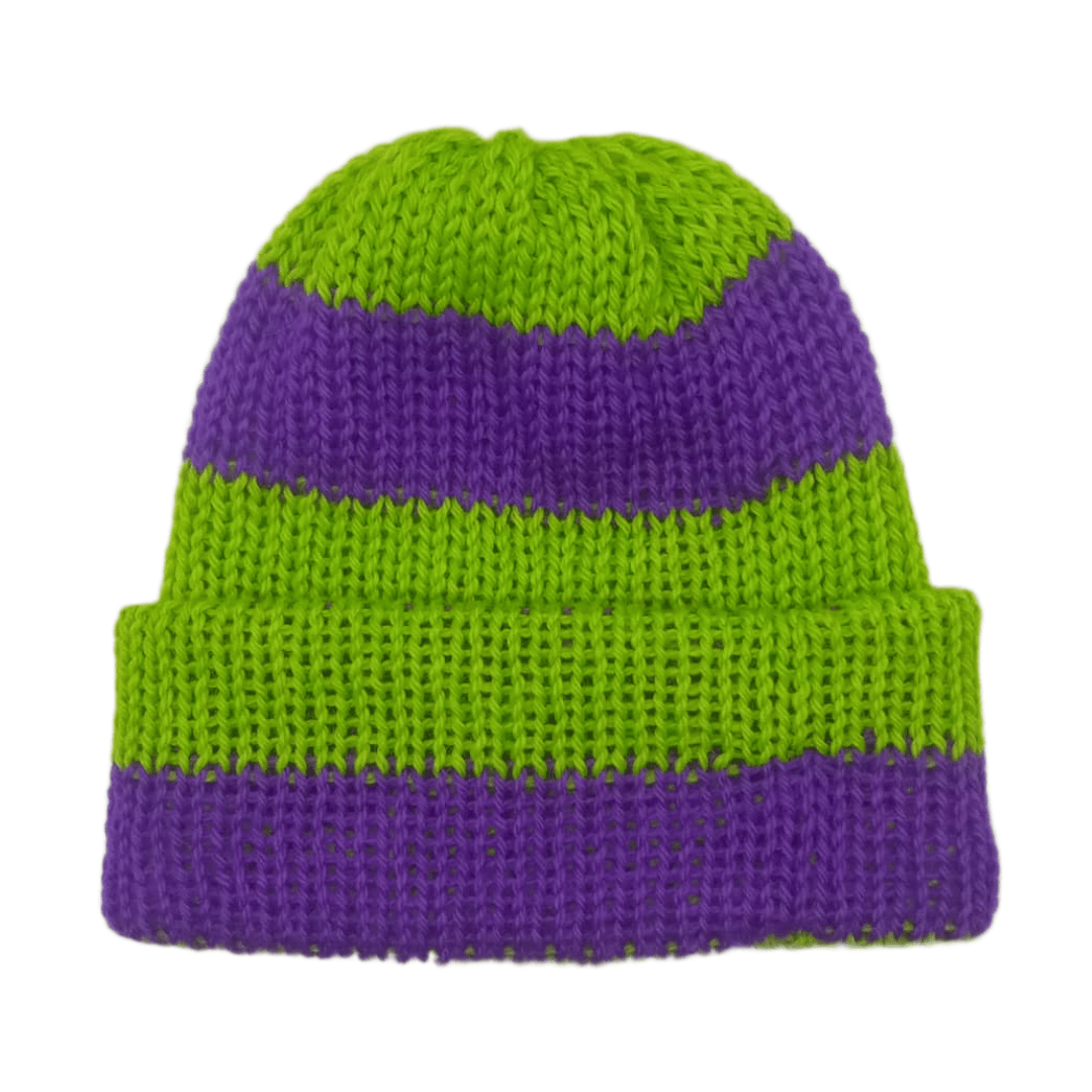 Alpaca Beanie - Purple/Green